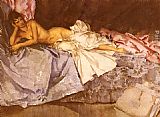 Sir William Russell Flint Canvas Paintings - Abigail, A New Model